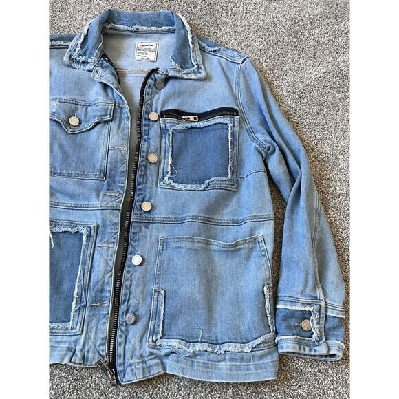 ZADIG & VOLTAIRE Kick Destroy Zip Jacket Jacket Patchwork Pockets Womens Size M - Picture 5 of 8